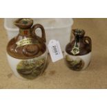 Two small Rutherfords whisky jars with bird decoration