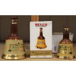 A boxed 1875 ceramic Bells Scotch whisky together with a 375cl and a 6.