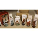 Six Beneagles miniature ceramic animal decanters (Beswick 1981) including grizzly bear, eagle otter,