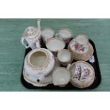 A Crown Staffordshire part tea set with teapot, cups, saucers, milk,
