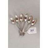 A set of six silver teaspoons,