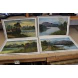 A set of four framed oils on board of lakeland scenes