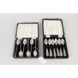 Two boxed sets of continental white metal teaspoons, one set stamped 800,