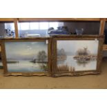 Two framed oils on canvas of broad scenes, signed D F Dane,