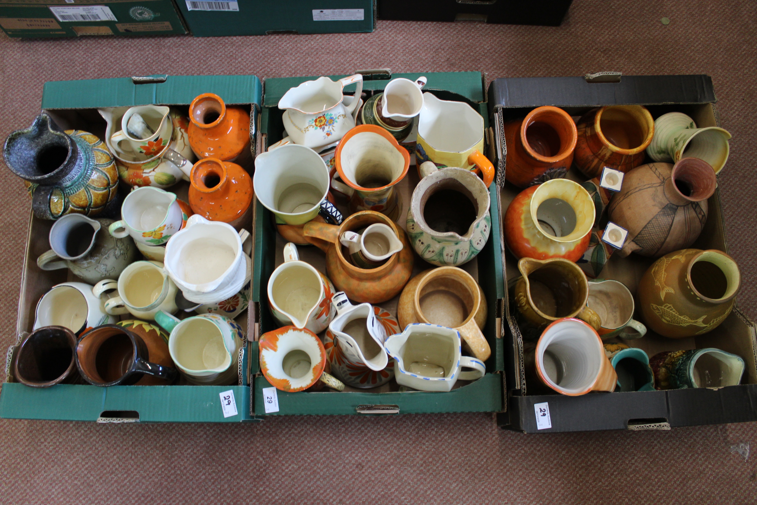 Three boxes of Art Deco jugs