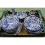 A thirty six piece Spode Italian blue and white dinner service (eight settings) plus a milk jug and
