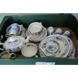 A tray of Masons Ironstone china, mainly Regency pattern,