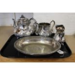 A Victorian silver plated three piece tea service, Joseph Deakin & Sons,