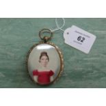A fine Regency period c1820 picture miniature on ivory of a young woman in oval pinchbeck frame,
