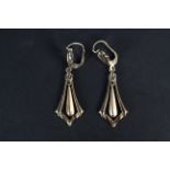 A pair of large 9ct gold drop earrings,