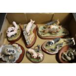 Various Border Fine Art animal figure groups including pigs,