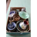 A box of Art pottery dishes,