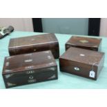 Two 19th Century rosewood sewing boxes,