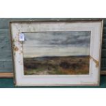 A 19th Century signed watercolour by 'G Davidson' of a moorland scene with lady and a dog, framed,