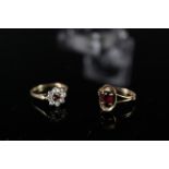 Two 9ct gold stone set rings,