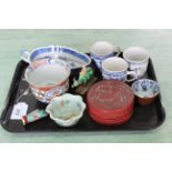 A selection of 18th/19th Century Chinese ceramics including tea bowls, cups, sauce boat,