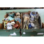 Two boxes of mixed vintage ceramics and glassware including some Victorian examples