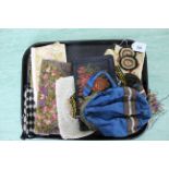 A selection of antique ladies bags including a beadwork purse, crochet bag,