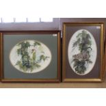 Two framed watercolours in oval mounts,