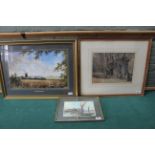 A framed watercolour of Orford Quay with Dutch barge,