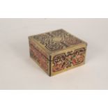 A 19th Century French boulle work pocket watch stand, a lockable box (lacking key),