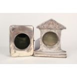 Two hallmarked silver pocket watch stands, one decoratively chased Birmingham 1905,