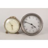 A vintage Smiths dash mounted clock plus an Ingersoll alarm clock