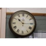 A late 19th Century oak 12" fusee wall clock