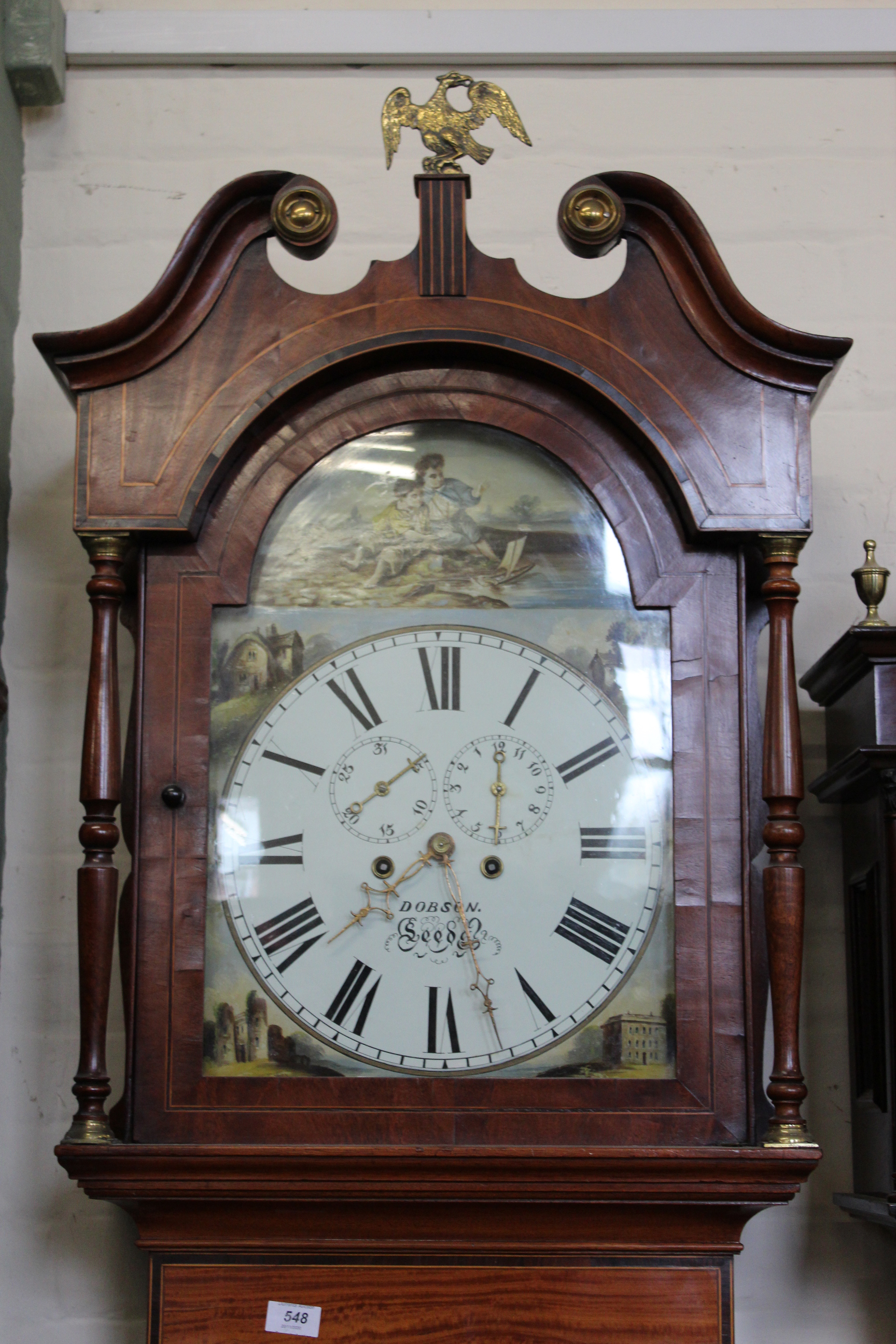 A North Country early Victorian mahogany inlaid long case clock,