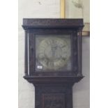An early oak cased 8 day long case clock with later carving to case,