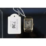 A gents 1940's Tissot 9ct gold Dennison cased tank style wristwatch