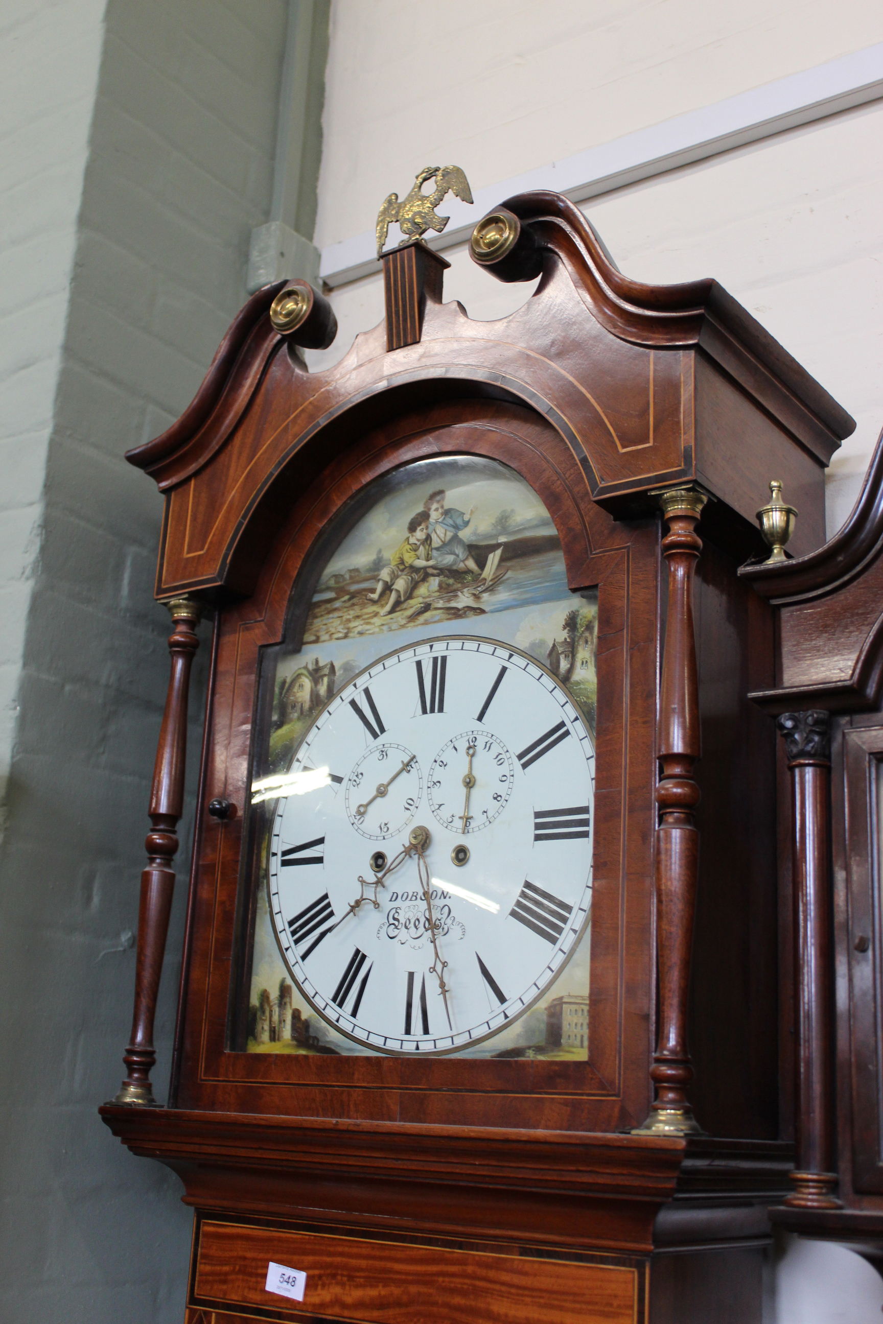 A North Country early Victorian mahogany inlaid long case clock, - Image 3 of 3