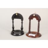 A 19th Century turned oak with ivory finish pocket watch stand,