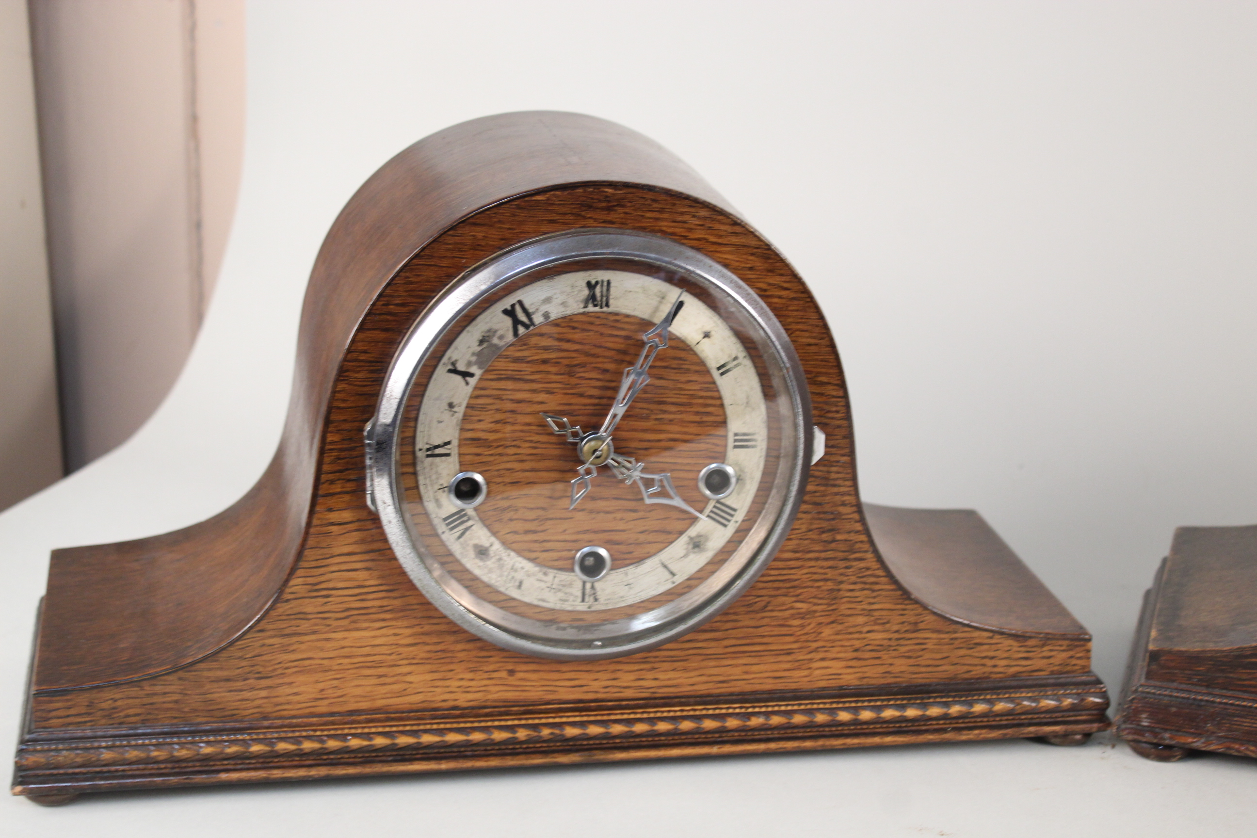 Three assorted 1950's oak mantel clocks - Image 2 of 3