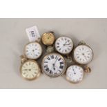 Seven assorted pocket watches including gold plated cases plus a Goliath watch