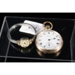 A gold plated Waltham pocket watch plus a lady's Sekonda watch