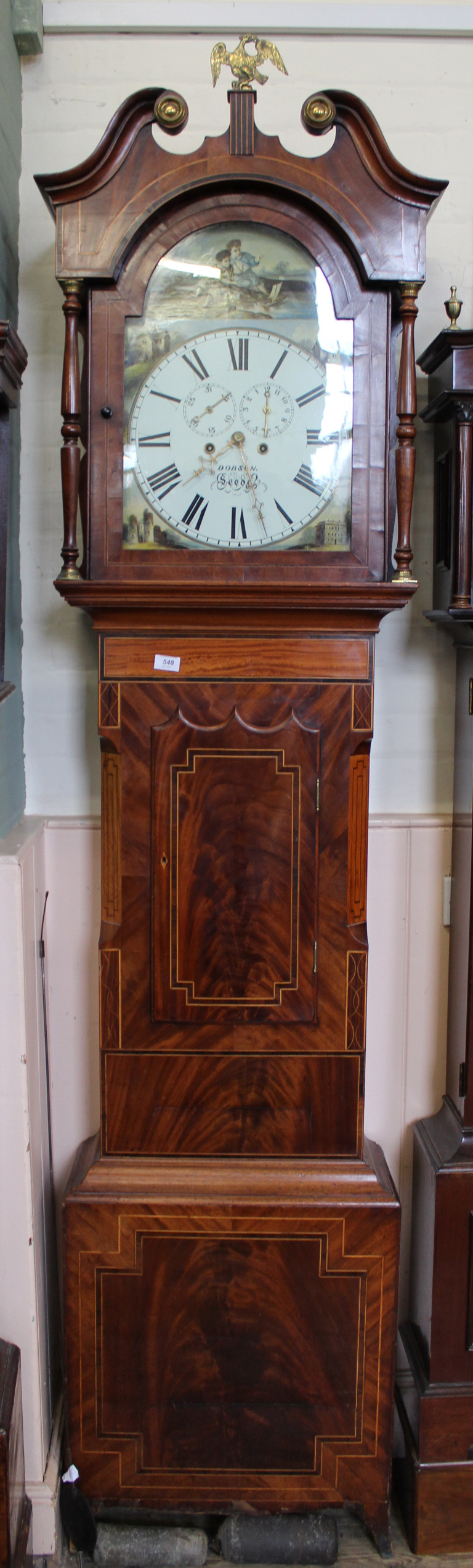 A North Country early Victorian mahogany inlaid long case clock, - Image 2 of 3