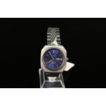 A 1970's Omega Constellation blue dial stainless steel gents automatic wristwatch on original