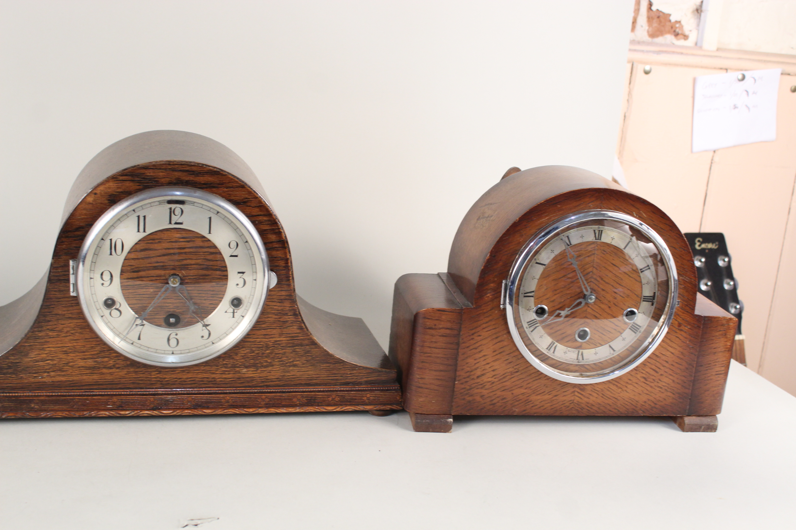 Three assorted 1950's oak mantel clocks - Image 3 of 3