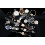 A box of assorted mens/ladies watches