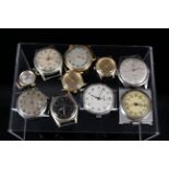 Ten assorted gents and ladies vintage watch heads including Rotary,