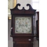 An early 19th Century oak cased 8 day long case clock with square painted dial and date aperture,