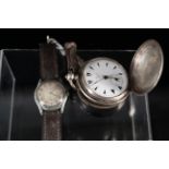 A Turkish silver full hunter pocket watch (as found) plus a gents watch with sub-seconds dial (as