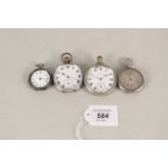 Four silver cased pocket watches including Omega