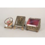 Three 19th Century (possibly French made) glass and metal pocket watch holders,