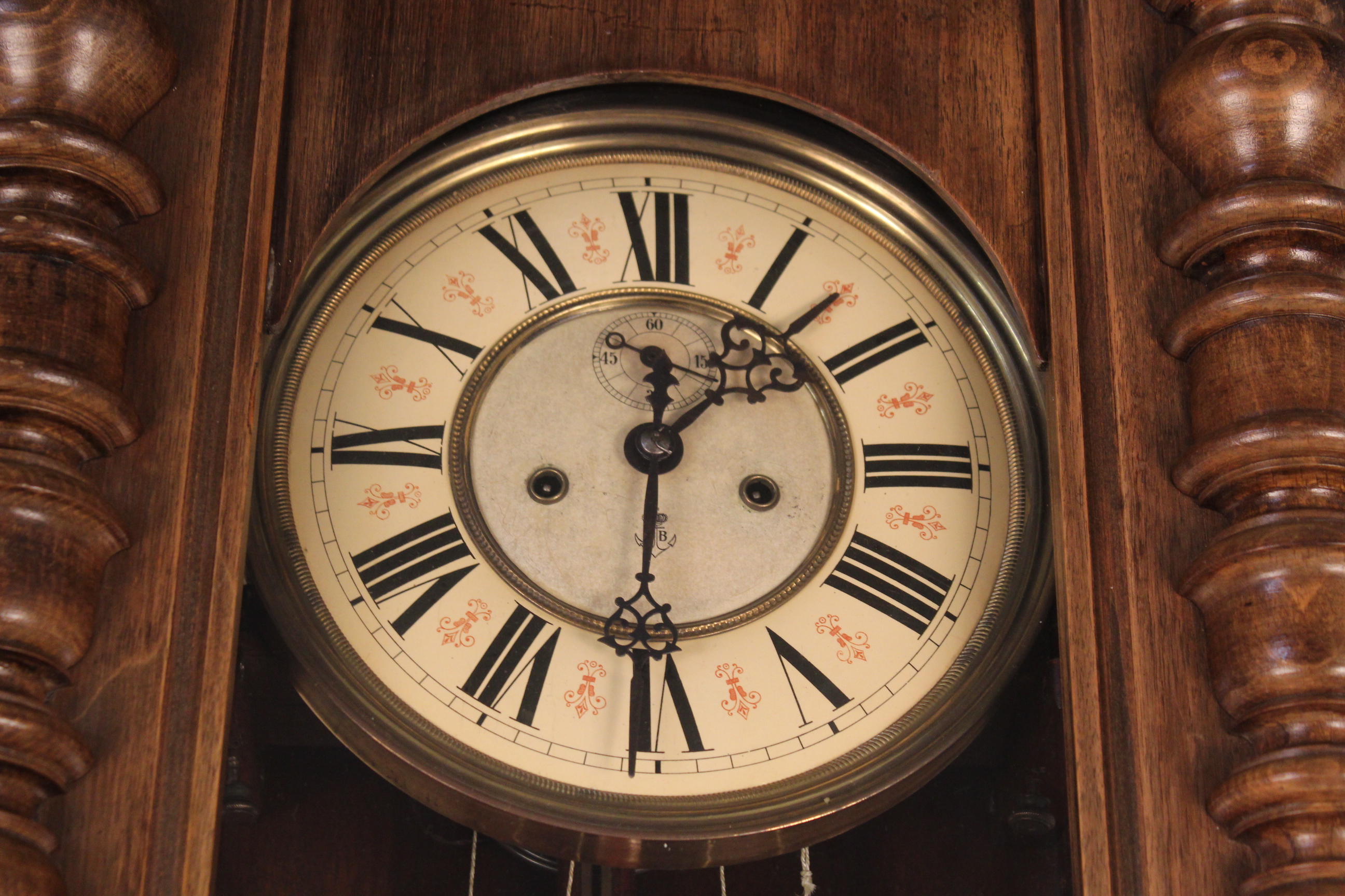 An Edwardian walnut cased Vienna wall clock by Gustav Becker - Image 3 of 4