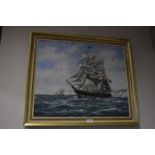 Oil on Canvas by John Trickett - Sailing Ships at