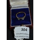 18ct Gold Illusion Set Platinum Mounted Diamond & Sapphire Engagement Ring Size: M