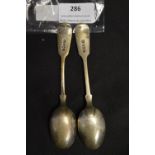 Two Silver Teaspoons - Sheffield 189, ~46g total
