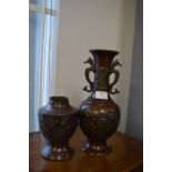 Two Japaneses Style Bronze Vases